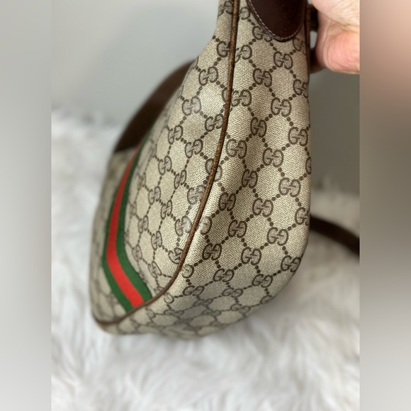 Vintage Gucci | Sherry Web Crescent Half Moon Shoulder Bag - Picture 8 of 16